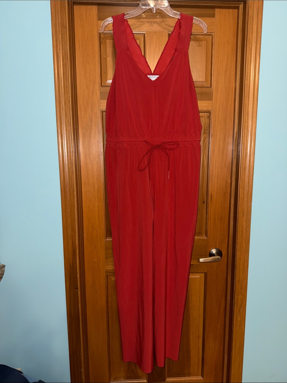 Athleta Sleeveless V-Neck Jumpsuit with Waist Tie